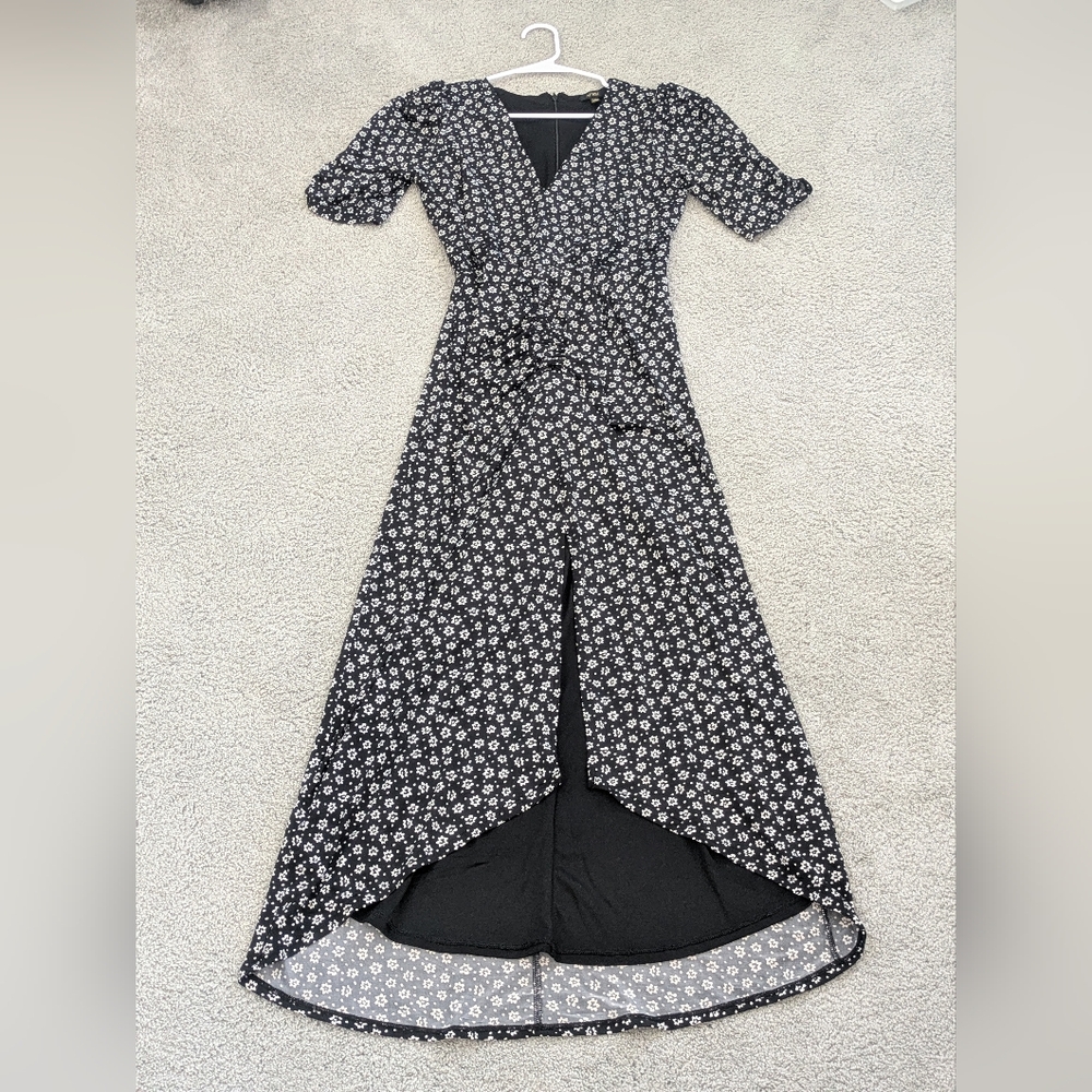 AFRM Black and White Floral High Low Dress